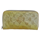 CHANEL Icon line Long Wallet Patent leather Silver CC Auth bs33317-2