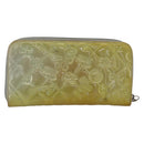 CHANEL Icon line Long Wallet Patent leather Silver CC Auth bs33317-3