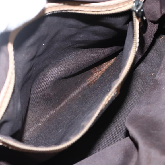 FENDI Zucchino Canvas Hand Bag Beige Silver Auth bs33319