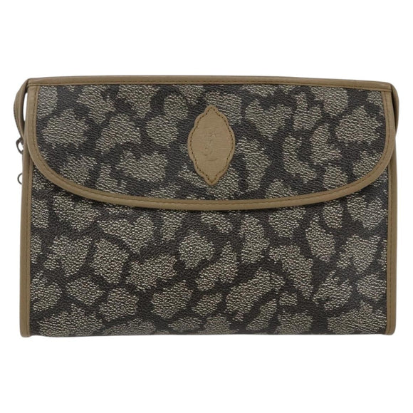 SAINT LAURENT Clutch Bag PVC Canvas Gray Auth bs33321