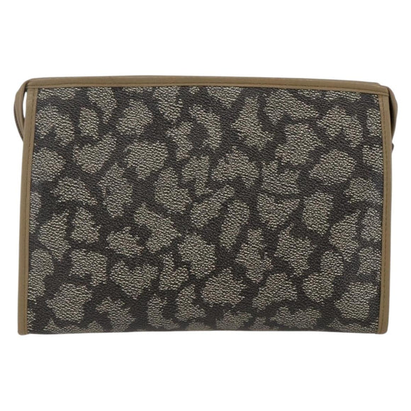 SAINT LAURENT Clutch Bag PVC Canvas Gray Auth bs33321