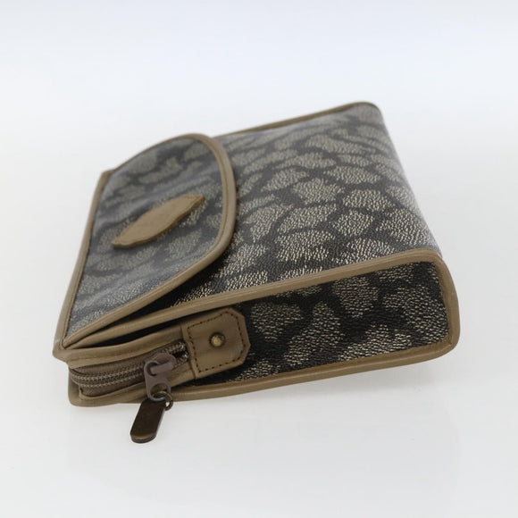 SAINT LAURENT Clutch Bag PVC Canvas Gray Auth bs33321