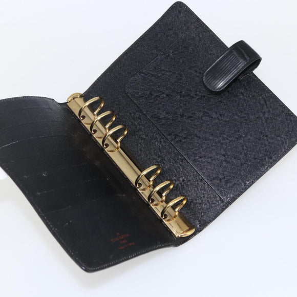 LOUIS VUITTON Epi Agenda MM Day Planner Cover Black R20042 LV Auth bs33328