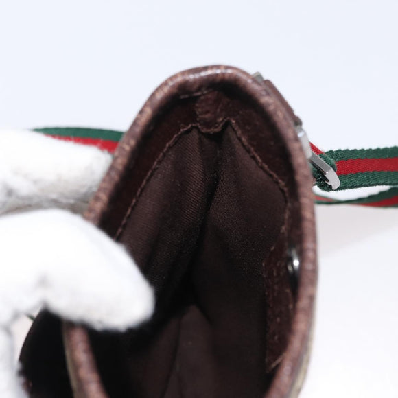 GUCCI GG Canvas Web Sherry Line Shoulder Bag Beige 141863 Auth bs33331