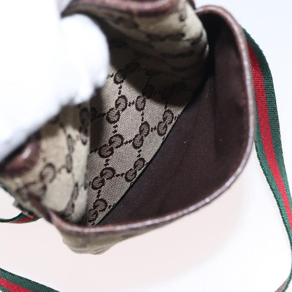 GUCCI GG Canvas Web Sherry Line Shoulder Bag Beige 141863 Auth bs33331