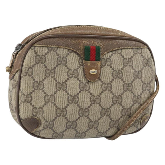 GUCCI GG Supreme Web Sherry Line Bag PVC Beige Gold 89 02 066 Auth bs33336