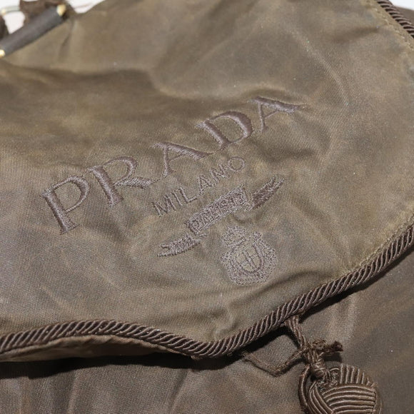 PRADA Backpack Nylon Brown Gold Auth bs33338
