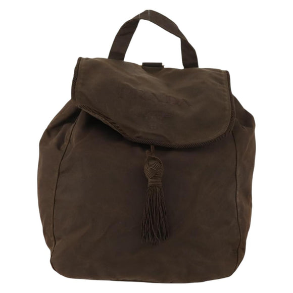 PRADA Backpack Nylon Brown Gold Auth bs33338