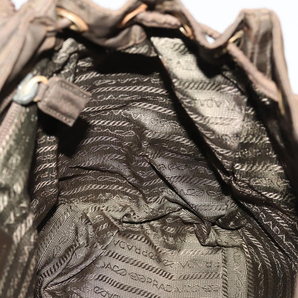 PRADA Backpack Nylon Brown Gold Auth bs33338