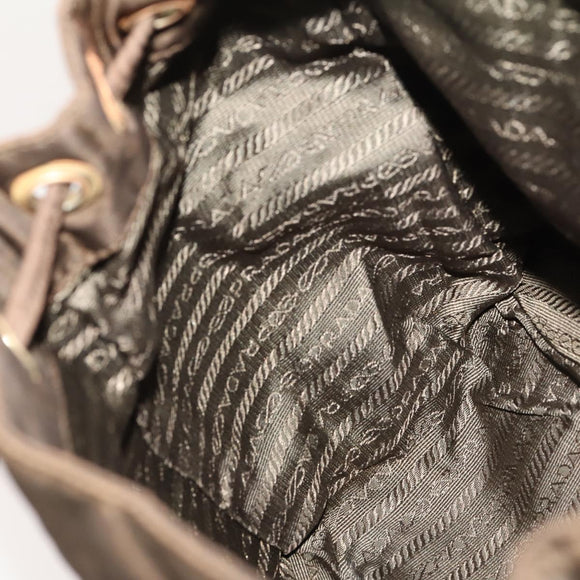 PRADA Backpack Nylon Brown Gold Auth bs33338