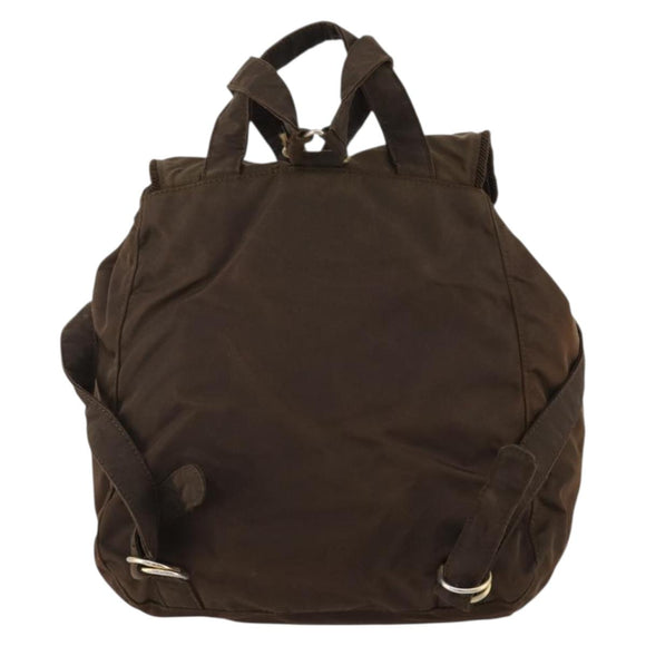 PRADA Backpack Nylon Brown Gold Auth bs33338