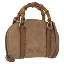 GUCCI Bamboo Handtas Nylon 2-weg Bruin Zilver 039 1705 0701 Auth bs33342-1