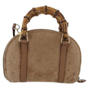 GUCCI Bamboo Handtas Nylon 2-weg Bruin Zilver 039 1705 0701 Auth bs33342-3
