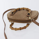 GUCCI Bamboo Handtas Nylon 2-weg Bruin Zilver 039 1705 0701 Auth bs33342-6
