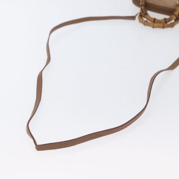 GUCCI Bamboo Handtas Nylon 2-weg Bruin Zilver 039 1705 0701 Auth bs33342