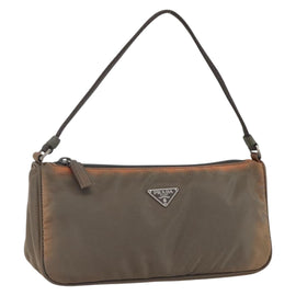 PRADA Accessory Pouch Nylon Brown Auth bs33343