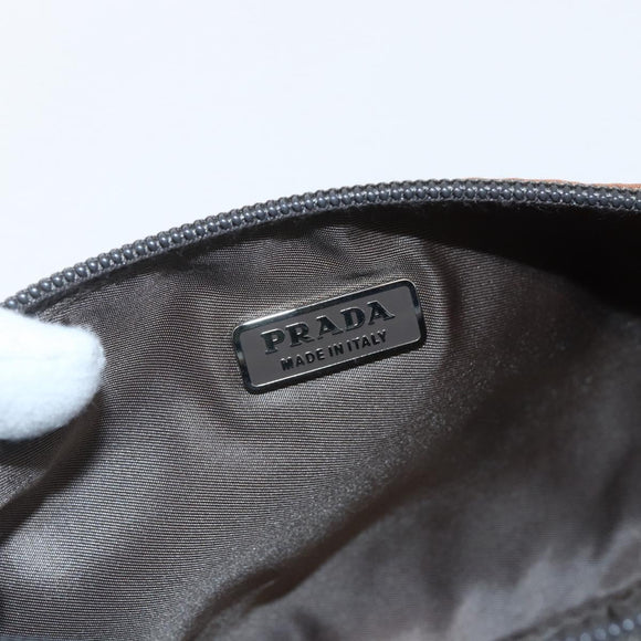 PRADA Accessory Pouch Nylon Brown Auth bs33343