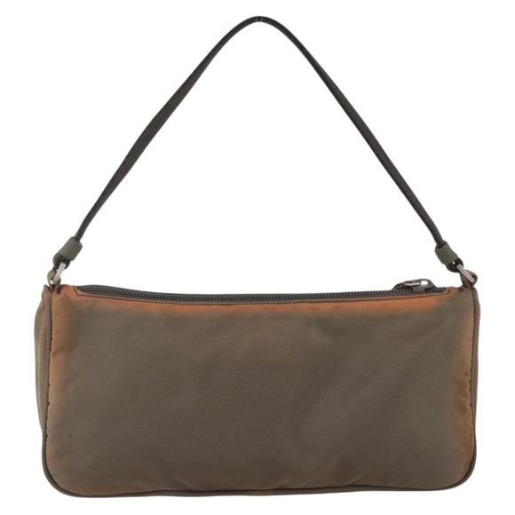 PRADA Accessory Pouch Nylon Brown Auth bs33343