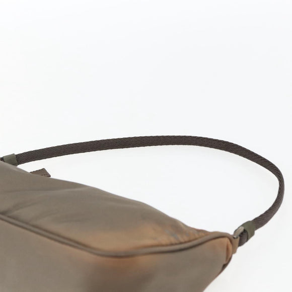 PRADA Accessory Pouch Nylon Brown Auth bs33343