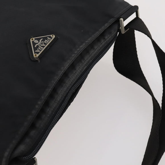 PRADA Shoulder Bag Nylon Black Silver Auth bs33344