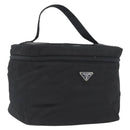 PRADA Vanity Pouch Nylon Black Silver Auth bs33345-1