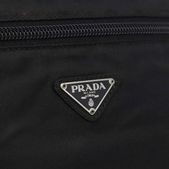 PRADA Vanity Pouch Nylon Black Silver Auth bs33345