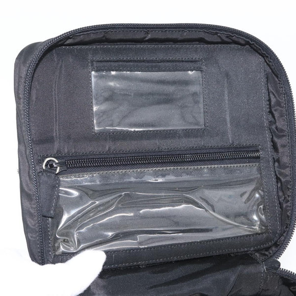 PRADA Vanity Pouch Nylon Black Silver Auth bs33345