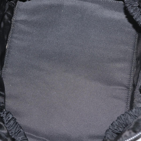PRADA Vanity Pouch Nylon Black Silver Auth bs33345