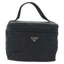 PRADA Vanity Pouch Nylon Black Silver Auth bs33345-13