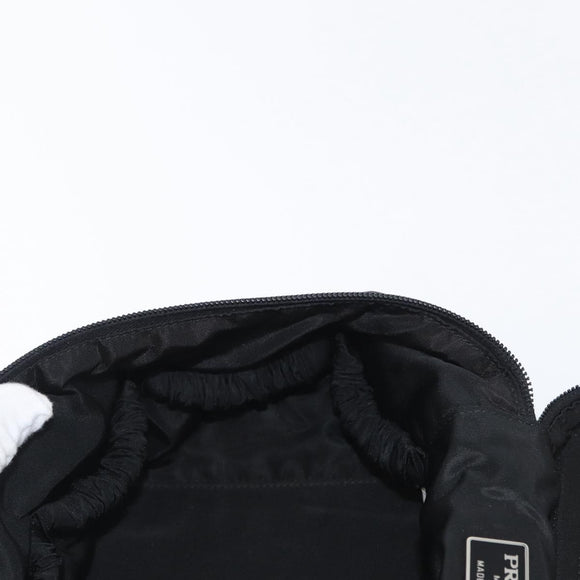 PRADA Vanity Pouch Nylon Black Silver Auth bs33345