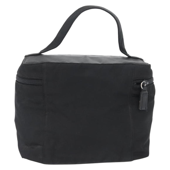 PRADA Vanity Pouch Nylon Black Silver Auth bs33345