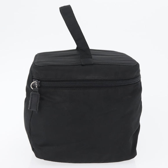 PRADA Vanity Pouch Nylon Black Silver Auth bs33345