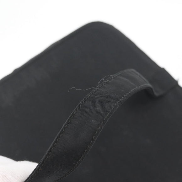 PRADA Vanity Pouch Nylon Black Silver Auth bs33345