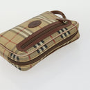 Burberry Nova Check Clutch Tasche Leder PVC 2er Set Beige Braun Auth bs33346-12