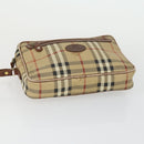Burberry Nova Check Clutch Tasche Leder PVC 2er Set Beige Braun Auth bs33346-13