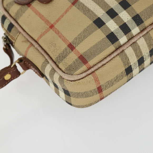 Burberry Nova Check Clutch Tasche Leder PVC 2er Set Beige Braun Auth bs33346