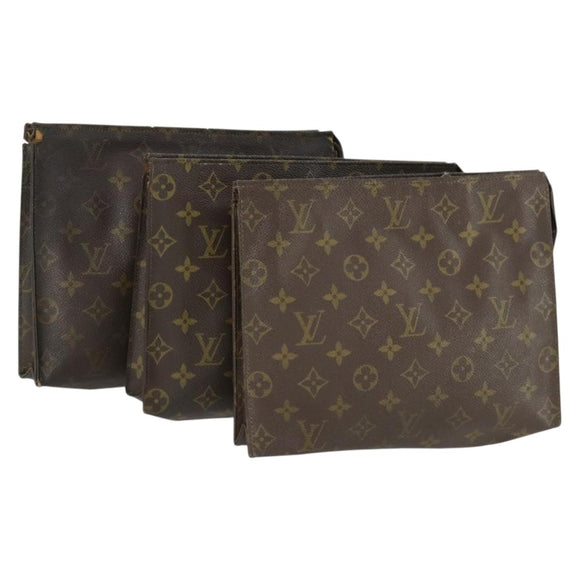 LOUIS VUITTON Monogram Clutch Bag 3 Set LV Auth bs33347