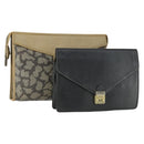 SAINT LAURENT Clutch Tas PVC Leer 2 Set Bruin Zwart Auth bs33349-1