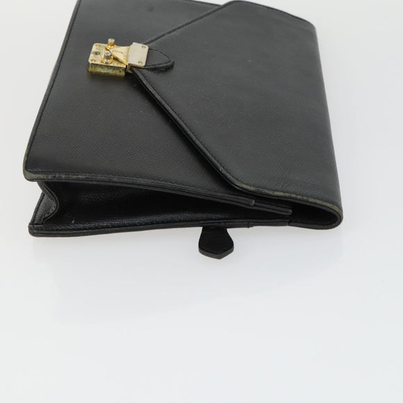 SAINT LAURENT Clutch Tas PVC Leer 2 Set Bruin Zwart Auth bs33349