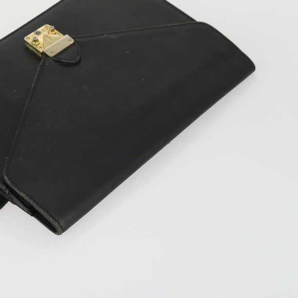 SAINT LAURENT Clutch Tas PVC Leer 2 Set Bruin Zwart Auth bs33349