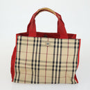 BURBERRY Nova Check Shoulder Bag Canvas PVC 4 Set Beige Red Auth bs33350-15