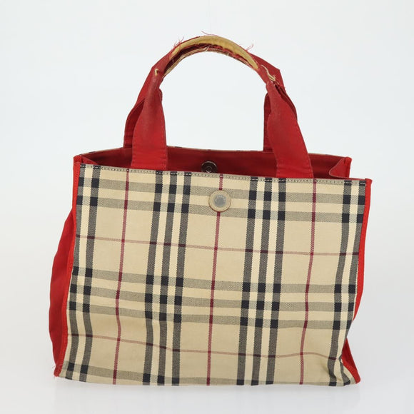 BURBERRY Nova Check Shoulder Bag Canvas PVC 4 Set Beige Red Auth bs33350