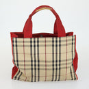BURBERRY Nova Check Shoulder Bag Canvas PVC 4 Set Beige Red Auth bs33350-16