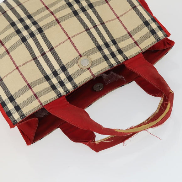 BURBERRY Nova Check Shoulder Bag Canvas PVC 4 Set Beige Red Auth bs33350