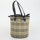 BURBERRY Nova Check Shoulder Bag Canvas PVC 4 Set Beige Red Auth bs33350-22