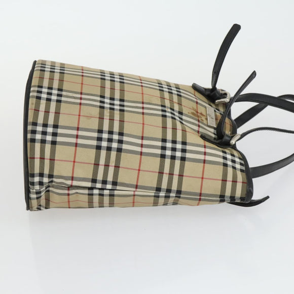 BURBERRY Nova Check Shoulder Bag Canvas PVC 4 Set Beige Red Auth bs33350