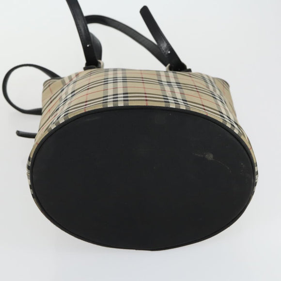 BURBERRY Nova Check Shoulder Bag Canvas PVC 4 Set Beige Red Auth bs33350