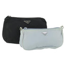 PRADA Pouch Nylon 2 Set Blue Black Auth bs33353-1