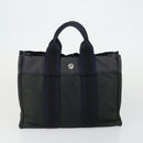 HERMES Fourre Tout Hand Bag Canvas 2 Set Gray Navy Auth bs33354-11