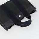 HERMES Fourre Tout Hand Bag Canvas 2 Set Gray Navy Auth bs33354-13